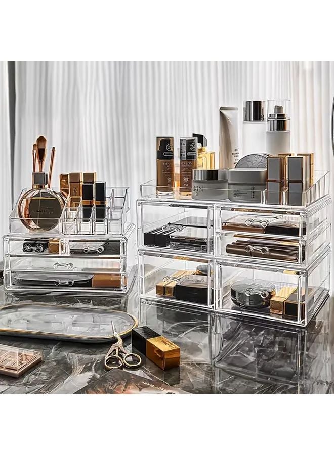 Type B Large Transparent Acrylic Makeup Organizer Stackable Skincare Storage Box With Drawers - Image 1